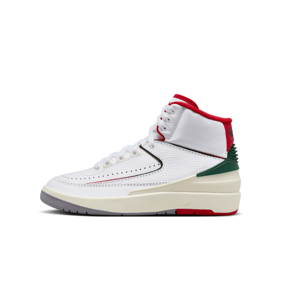 Air Jordan 2 Retro GS (White/Fire Red-Fir-Sail) - Kid's - Footwear