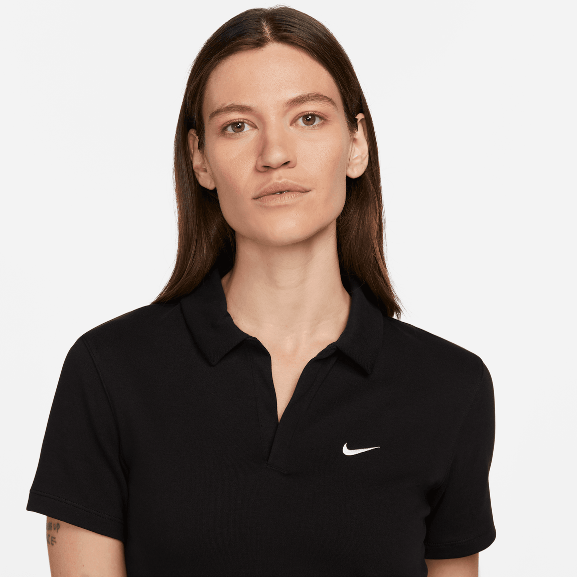 Women's Nike Sportswear Essential Short-Sleeve Polo ( Black / White ) - Women's Nike Sportswear Essential Short-Sleeve Polo ( Black / White ) - 