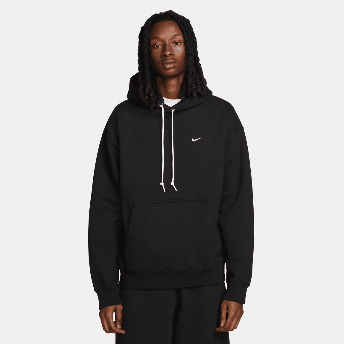 Nike Solo Swoosh Fleece Pullover Hoodie (Black/White) - Nike Solo Swoosh Fleece Pullover Hoodie (Black/White) - 