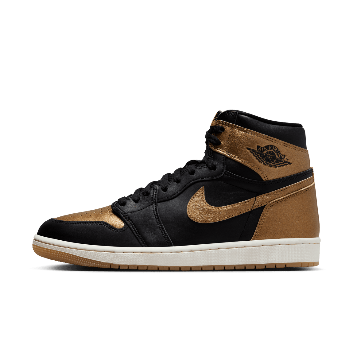 Air Jordan 1 Retro High OG Black and Gold Black Metallic Gold Sail Centre