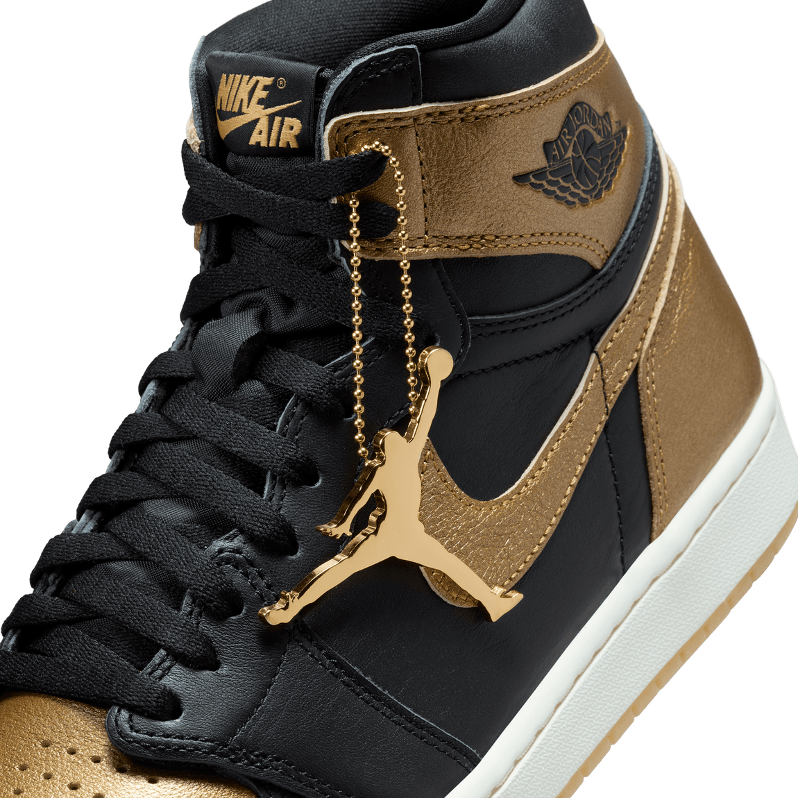Air Jordan 1 Retro High OG Black and Gold Black Metallic Gold Sail Centre