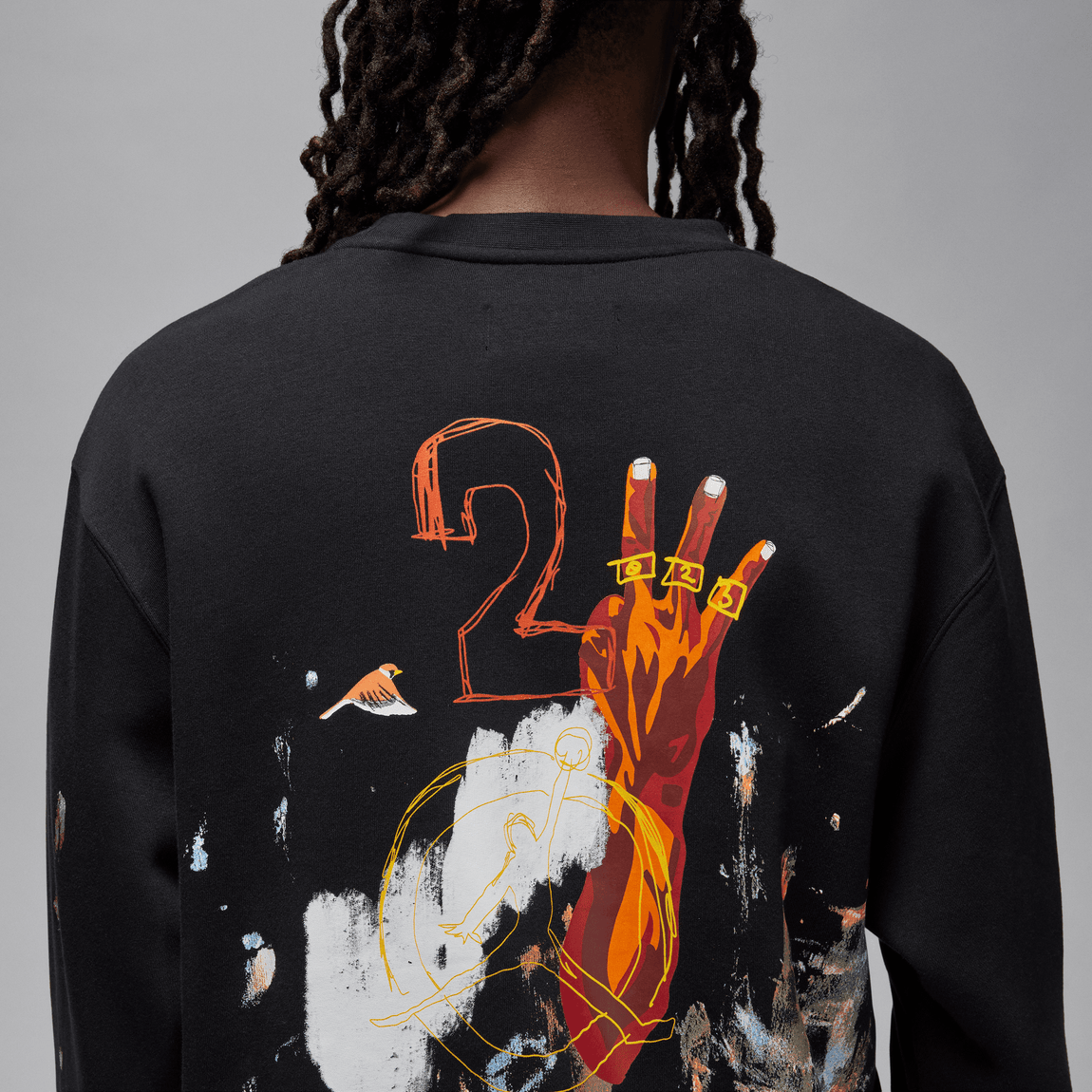 Jordan Artist Series By Jammie Holmes Fleece Crewneck Sweatshirt (Black) - Jordan Artist Series By Jammie Holmes Fleece Crewneck Sweatshirt (Black) - 