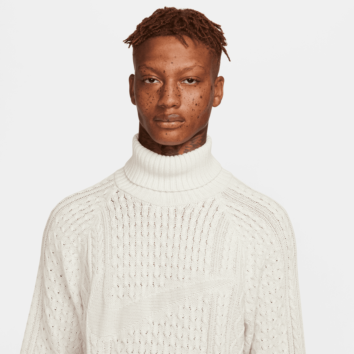 Nike Life Cable Knit Turtleneck Jumper (Light Bone) - Nike Life Cable Knit Turtleneck Jumper (Light Bone) - 