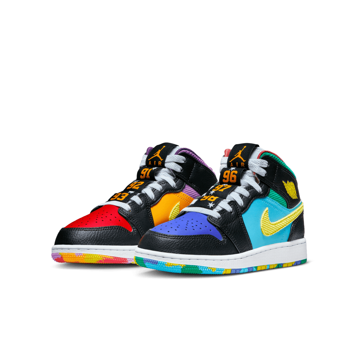 Air Jordan 1 Mid Sneaker School GS (Black/Opti Yellow-University Red) - Air Jordan 1 Mid Sneaker School GS (Black/Opti Yellow-University Red) - 