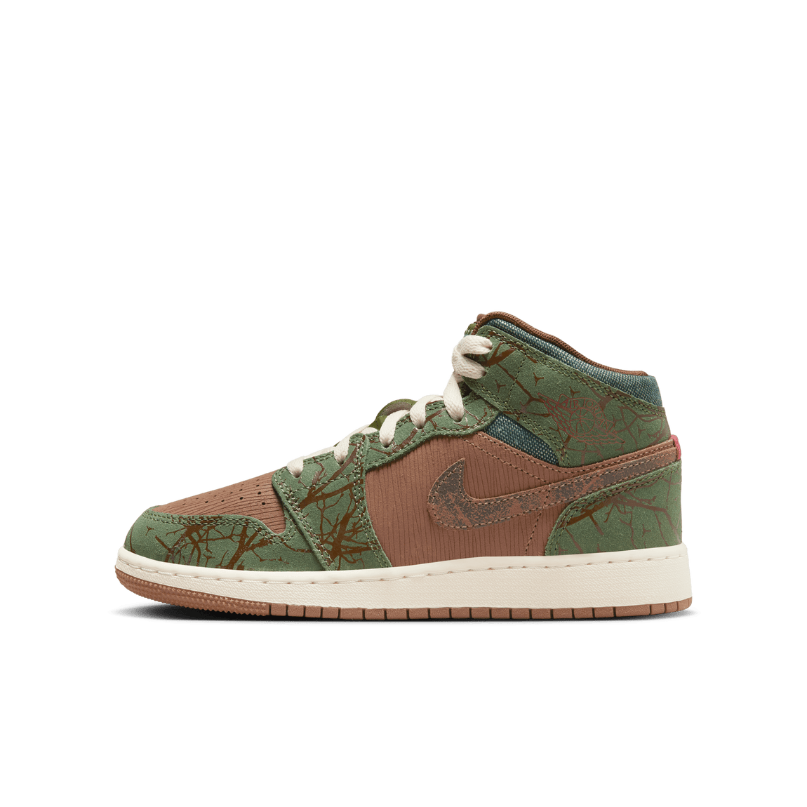 Air Jordan 1 Mid Sneaker School GS (Archaeo Brown/Light Olive-Treeline) - Air Jordan 1 Mid Sneaker School GS (Archaeo Brown/Light Olive-Treeline) - 