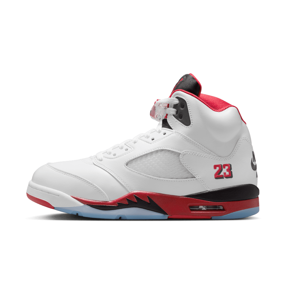 Air Jordan 5 Retro (White/Fire Red-Black) 9/13 - Men's Footwear
