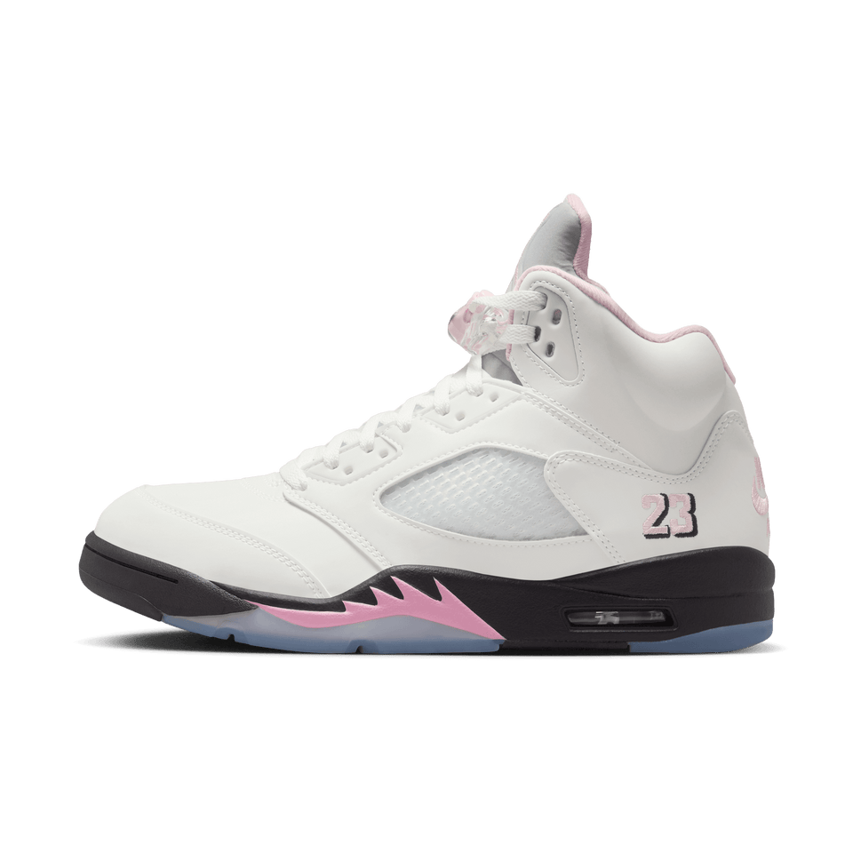Air Jordan 5 Retro (White/Med Soft Pink-Black) 10/11 - Men's Footwear
