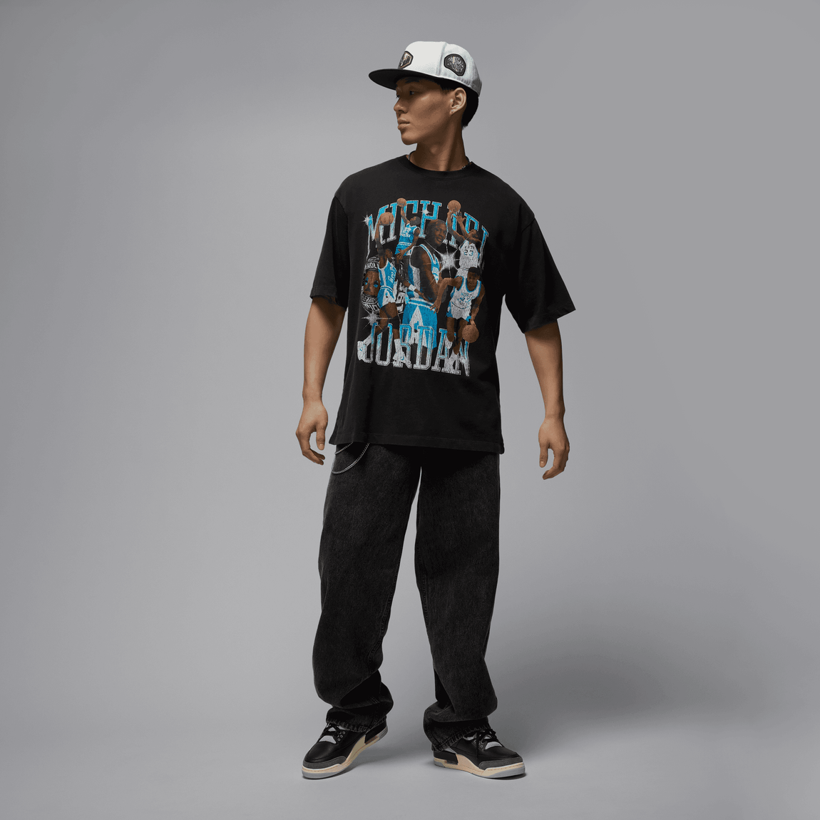 Jordan Flight Essentials Graphic T-Shirt (Black/Dk Powder Blue) - Jordan Flight Essentials Graphic T-Shirt (Black/Dk Powder Blue) - 