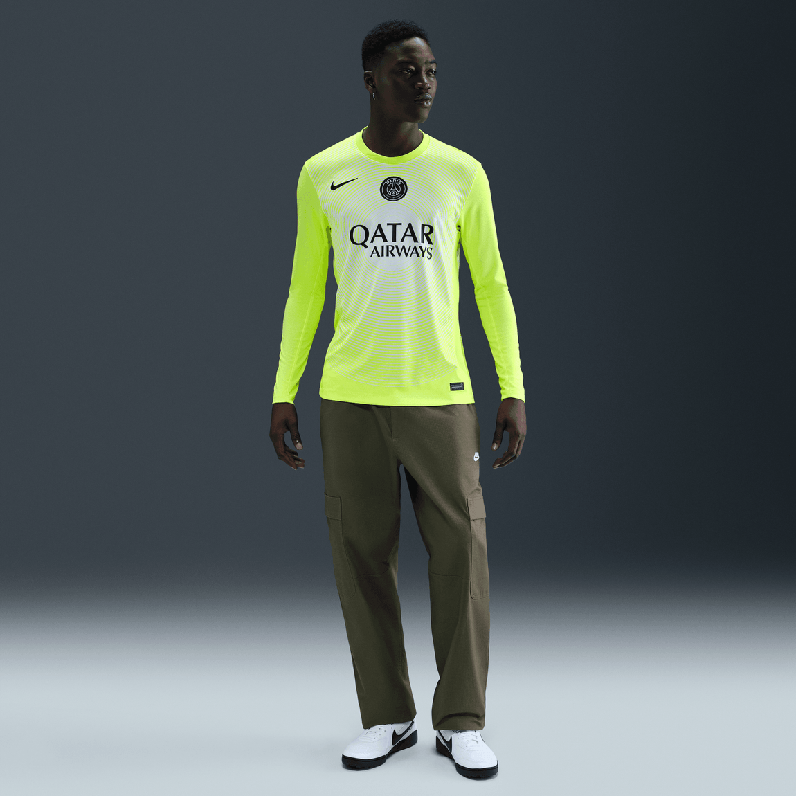 Nike Paris Saint-Germain 2025/26 Stadium Goalkeeper Dri-FIT Soccer Replica Jersey (Volt/White/Black) - Nike Paris Saint-Germain 2025/26 Stadium Goalkeeper Dri-FIT Soccer Replica Jersey (Volt/White/Black) - 