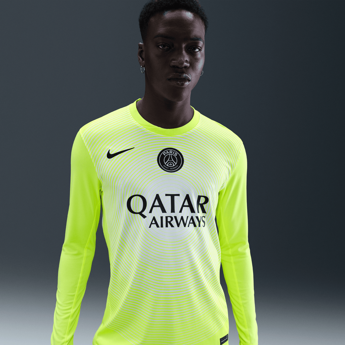 Nike Paris Saint-Germain 2025/26 Stadium Goalkeeper Dri-FIT Soccer Replica Jersey (Volt/White/Black) - Nike Paris Saint-Germain 2025/26 Stadium Goalkeeper Dri-FIT Soccer Replica Jersey (Volt/White/Black) - 