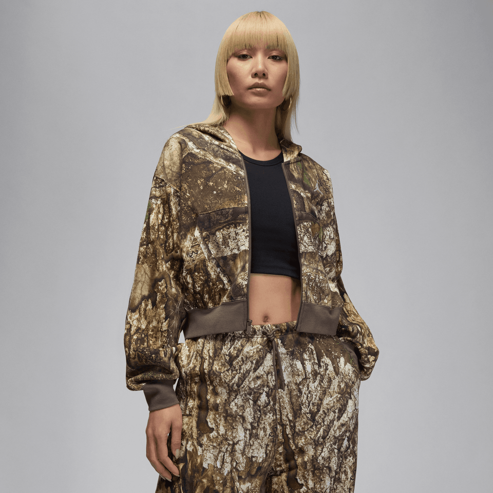 Women's Jordan Brooklyn Fleece Realtree Mod Crop Full-Zip Hoodie (Sail/Sail) - Jordan