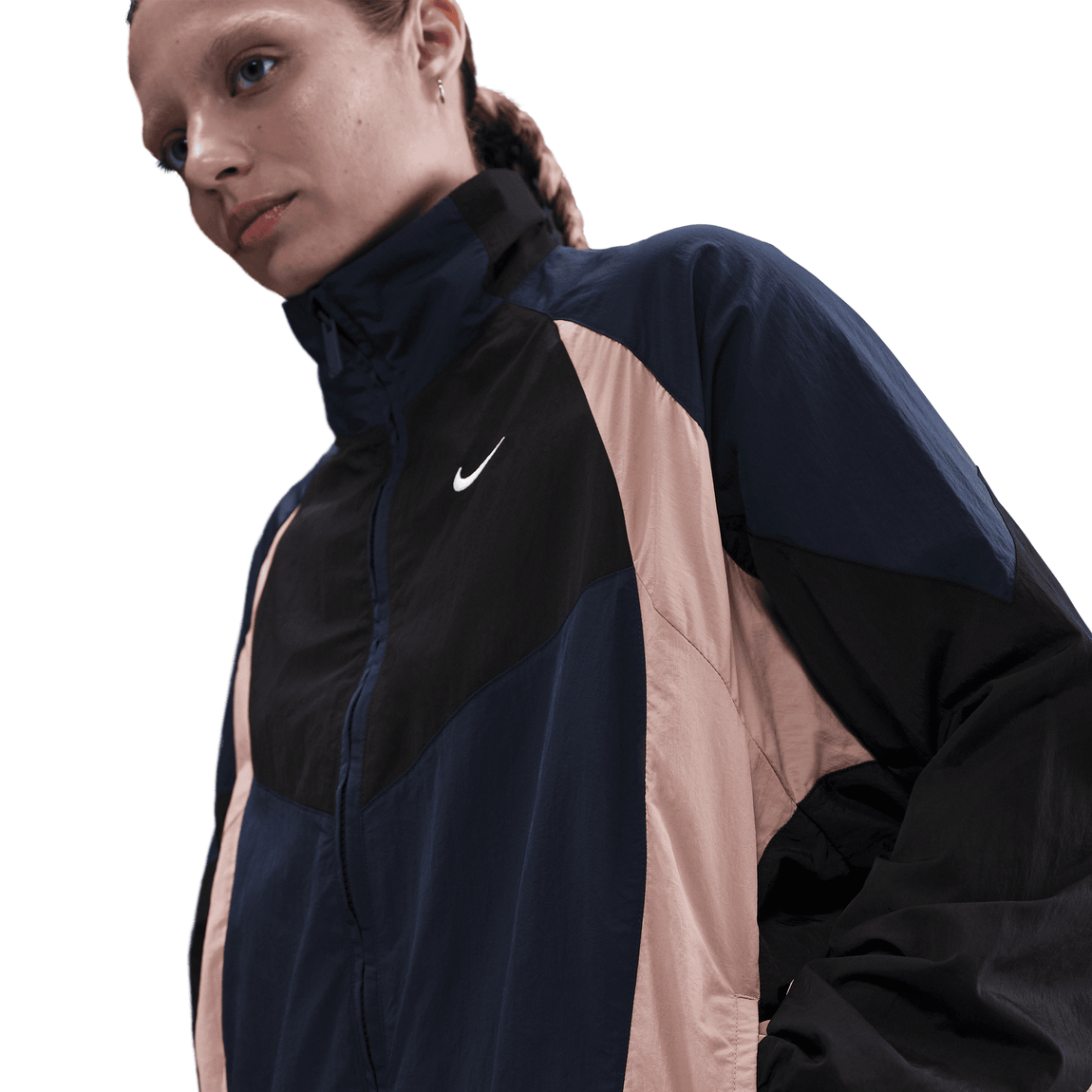 Women's Nike Sportswear Oversized Track Jacket (Midnight Navy/Black/Particle Pink/Sail) - Women's Nike Sportswear Oversized Track Jacket (Midnight Navy/Black/Particle Pink/Sail) - 