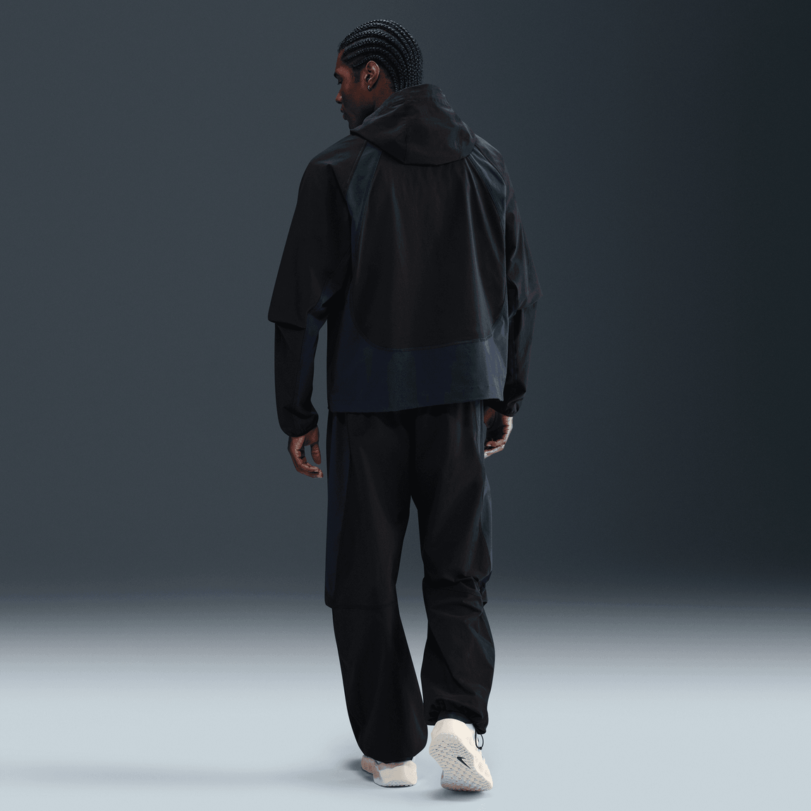 Nike Tech Dri-FIT Woven Color-Block Windrunner Loose Jacket (Black/Obsidian/Black) - Nike Tech Dri-FIT Woven Color-Block Windrunner Loose Jacket (Black/Obsidian/Black) - 