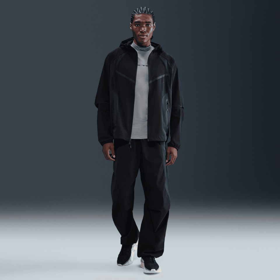 Nike Tech Dri-FIT Woven Color-Block Windrunner Loose Jacket (Black/Obsidian/Black) - Nike
