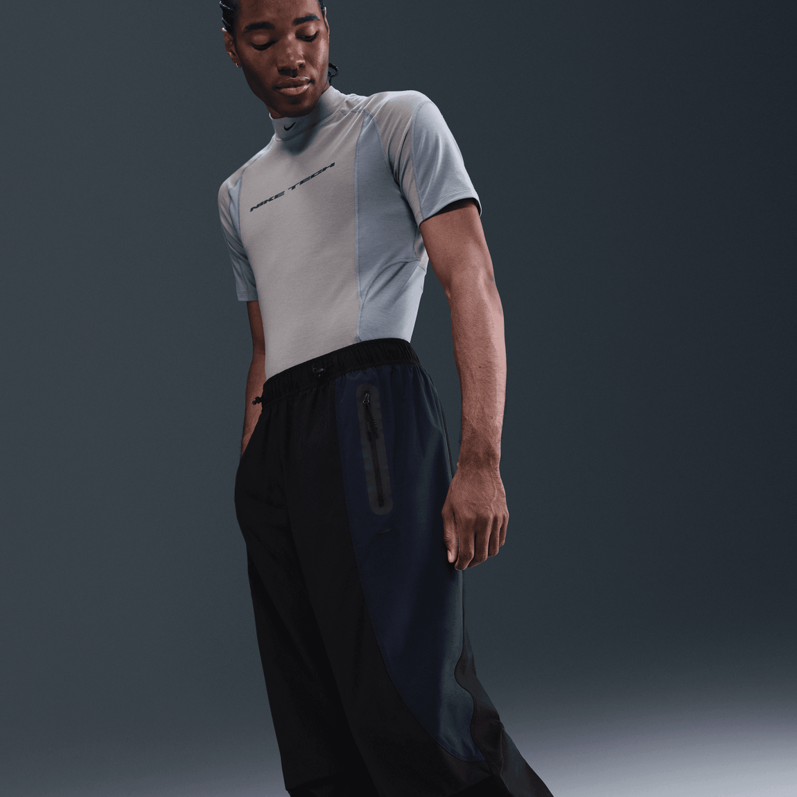 Nike Tech Dri-FIT Woven Color-Block Oversized Pants (Black