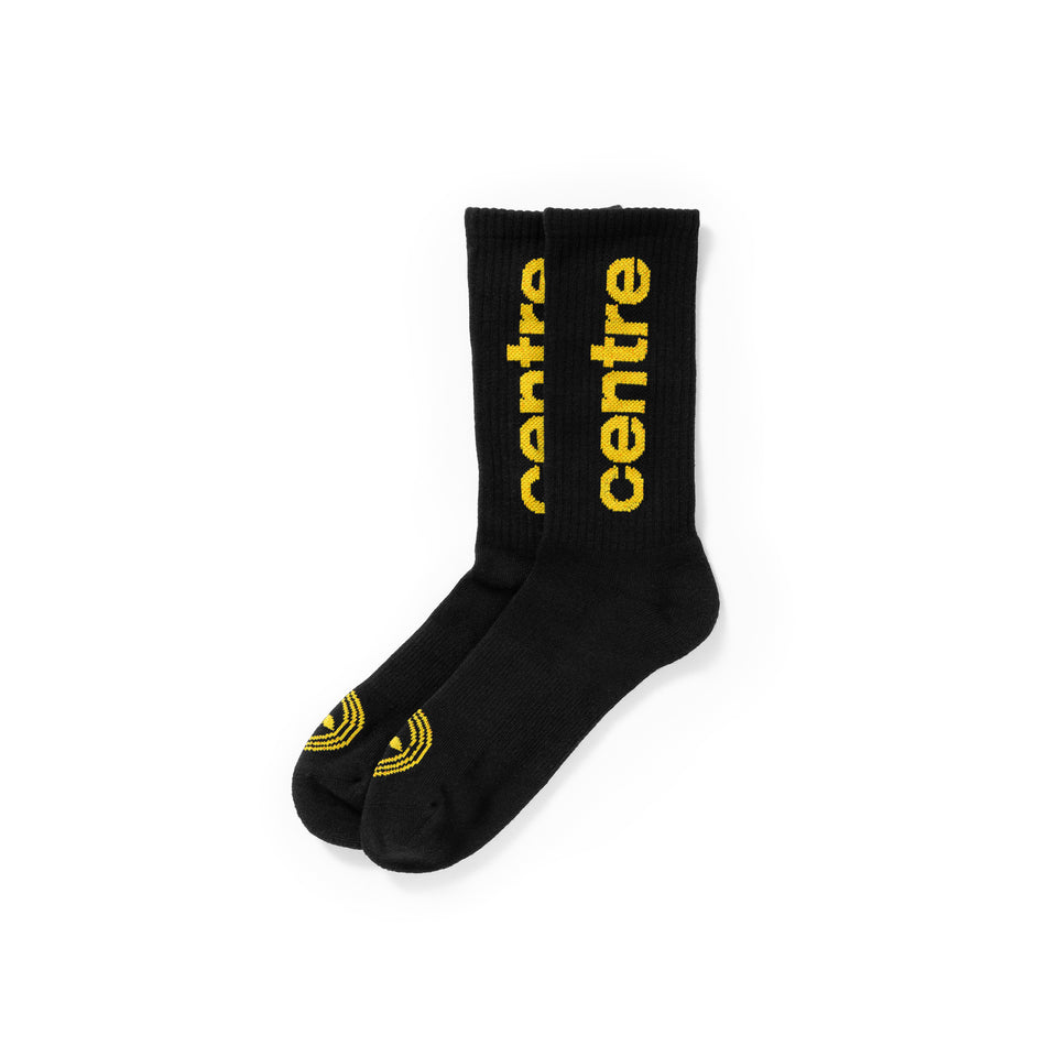 Centre Premium Casual Crew Socks (Black/Yellow) - Email Blast Sale 4/10/22