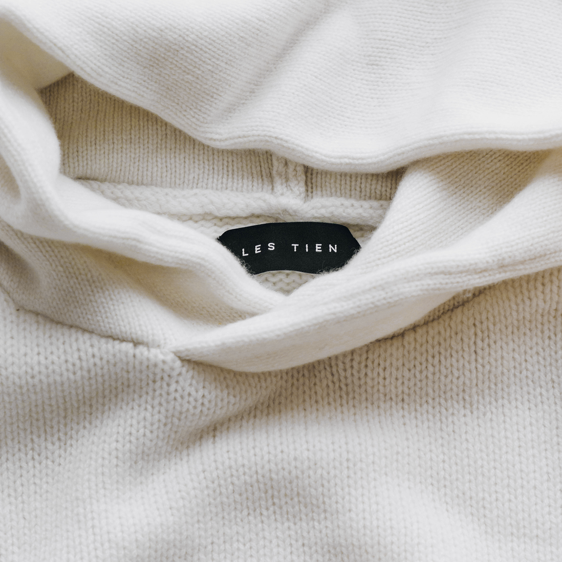 Les Tien Heavy Gauge Cashmere Hoodie (Ivory) - Les Tien Heavy Gauge Cashmere Hoodie (Ivory) - 