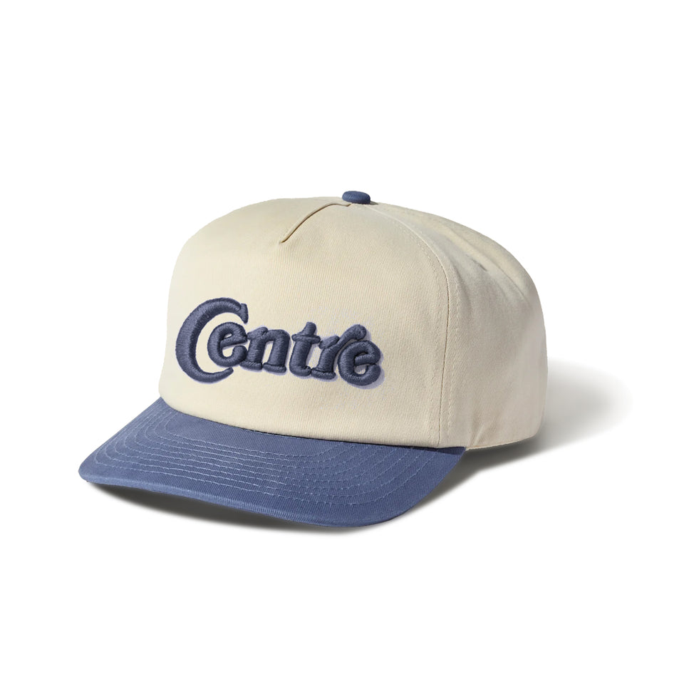 Centre Puff Embroidered Snapback (Cream/Blue) - Hats
