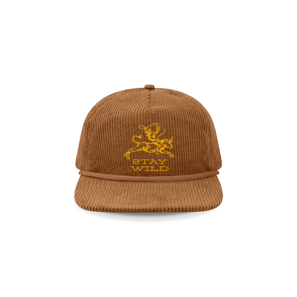 Centre Corduroy “Stay Wild” Snapback (Brown/Gold) - Centre Corduroy “Stay Wild” Snapback (Brown/Gold) - 
