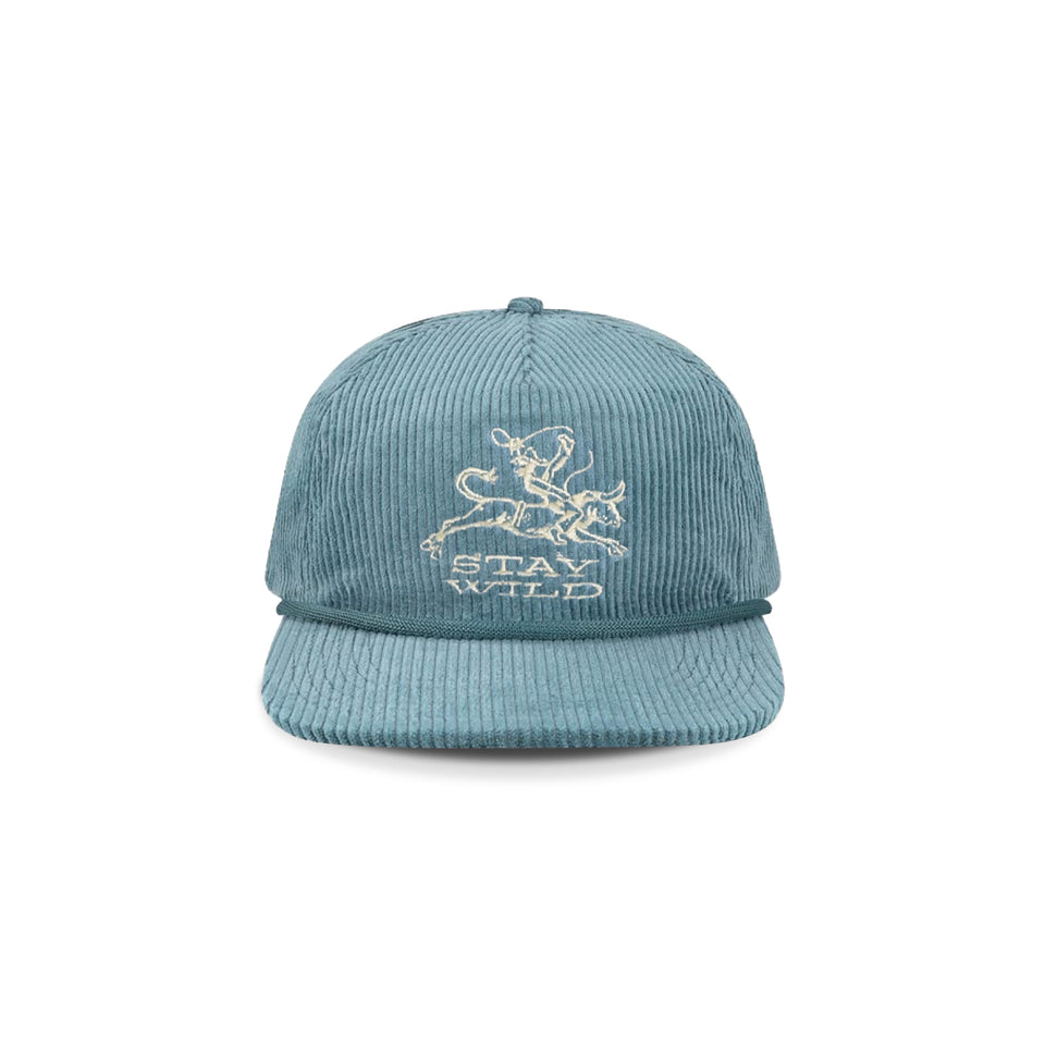 Centre Corduroy “Stay Wild” Snapback (Teal/Cream) - Hats
