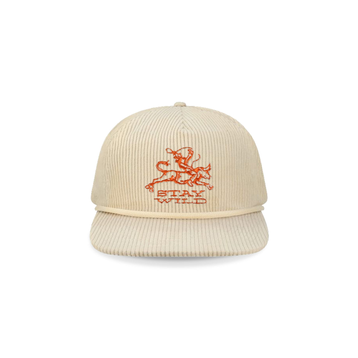 Centre Corduroy “Stay Wild” Snapback (Cream/Orange) - Centre Corduroy “Stay Wild” Snapback (Cream/Orange) - 