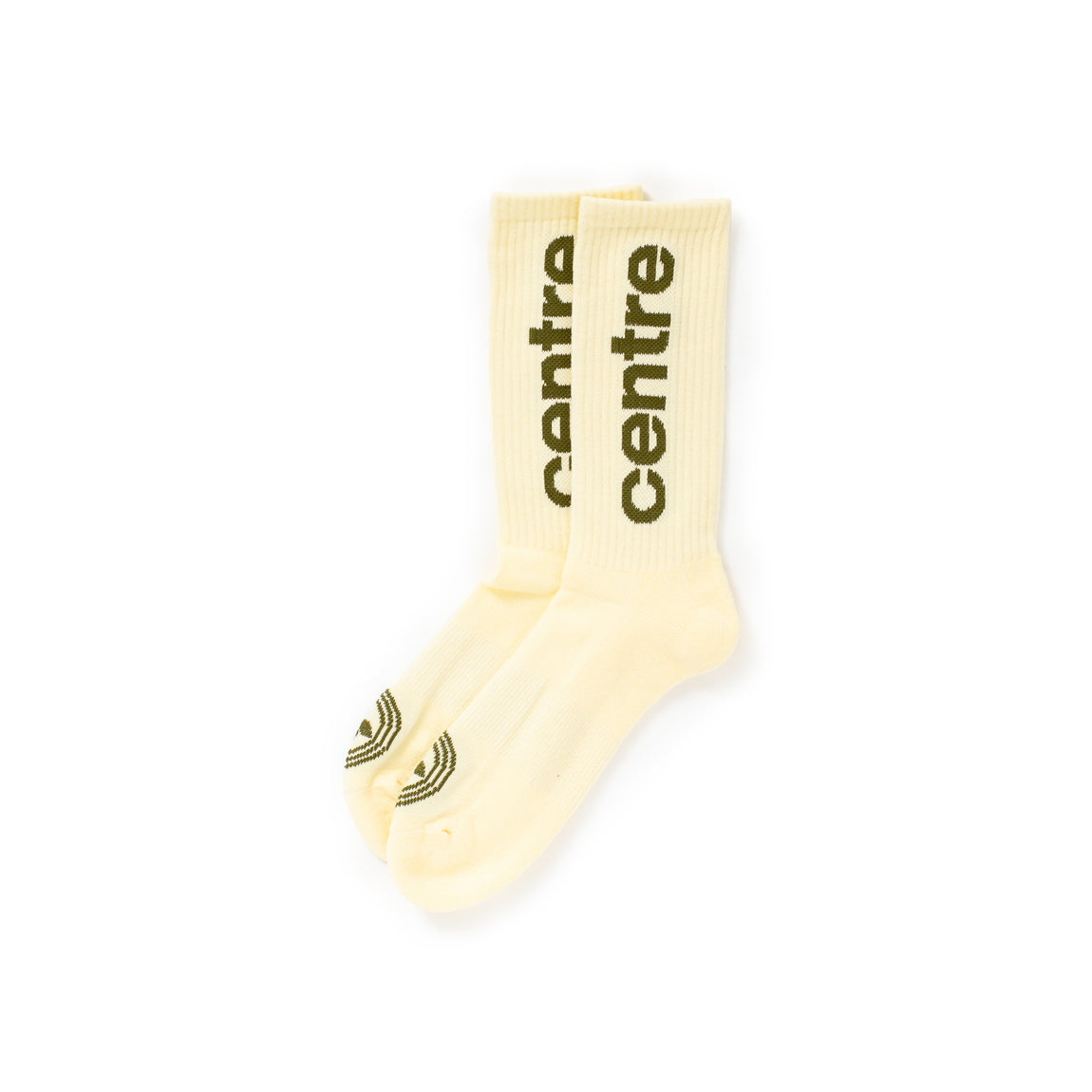 Centre Premium Casual Crew Socks (Cream/Olive) - Centre Premium Casual Crew Socks (Cream/Olive) - 