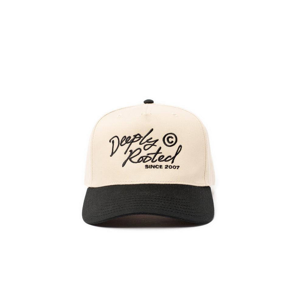 Centre Deeply Rooted Snapback Hat (Natural/Black) - Hats