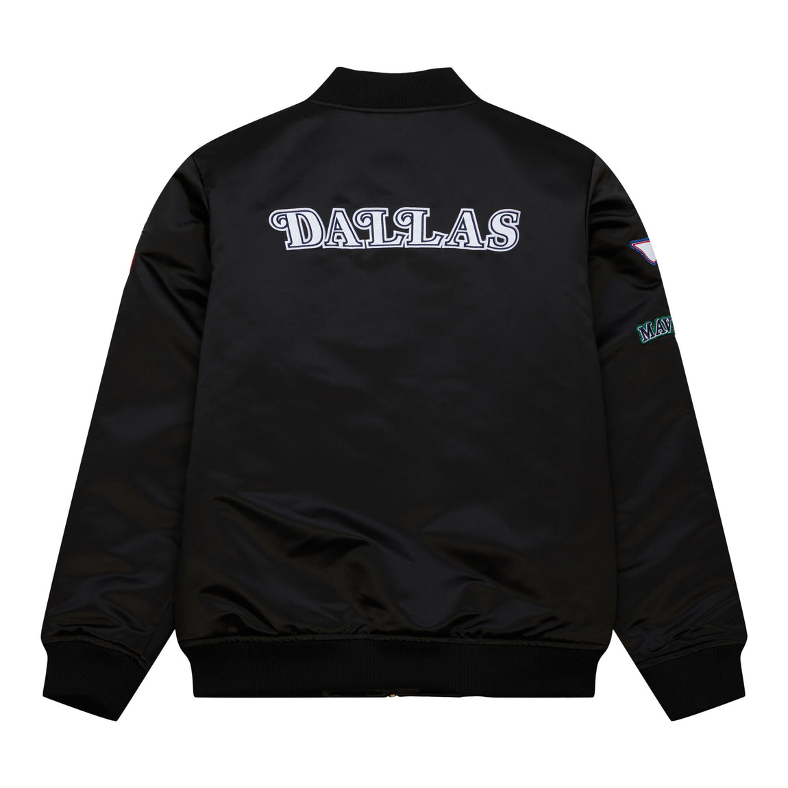 Mitchell & Ness Dallas Mavericks NBA Satin Bomber Jacket  ( Black ) - Mitchell & Ness Dallas Mavericks NBA Satin Bomber Jacket  ( Black ) - 