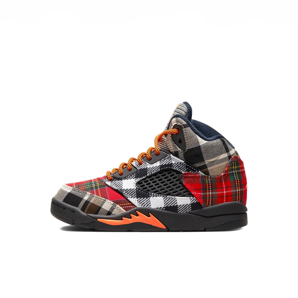 Air Jordan 5 Retro Plaid PS (Black/Total Orange-Dark Obsidian) - Kids