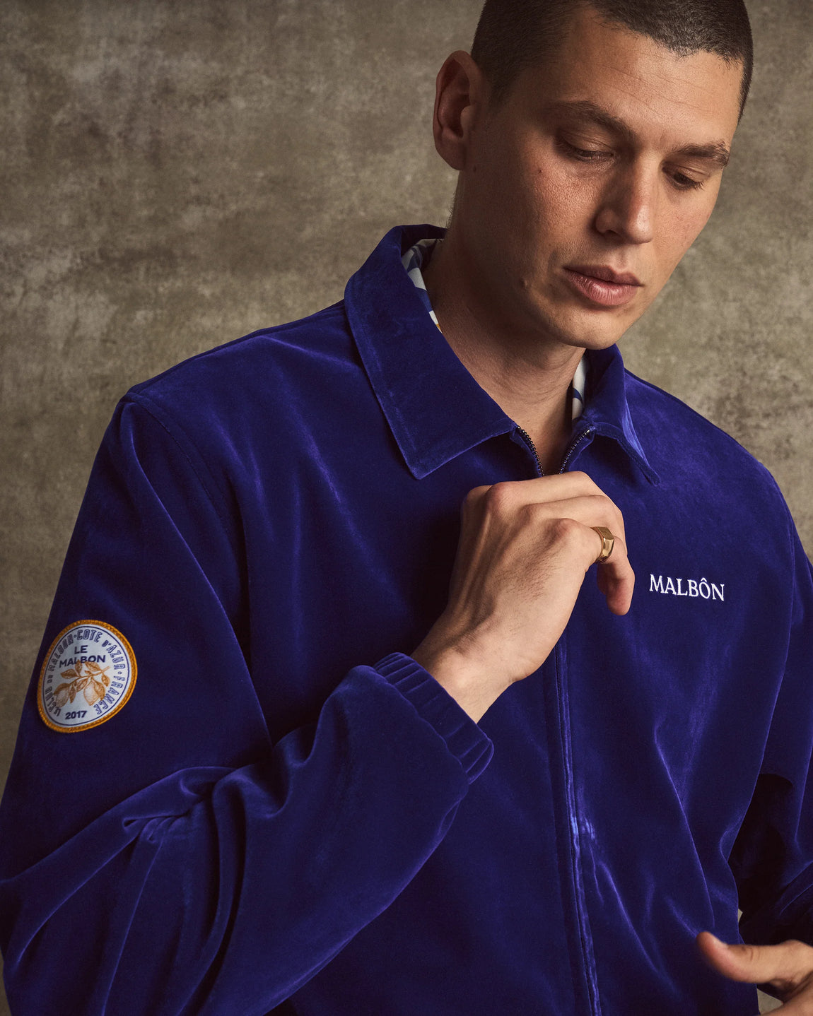 Malbon Golf Monte Carlo Jacquard Jacket (Blue) - Malbon Golf Monte Carlo Jacquard Jacket (Blue) - 