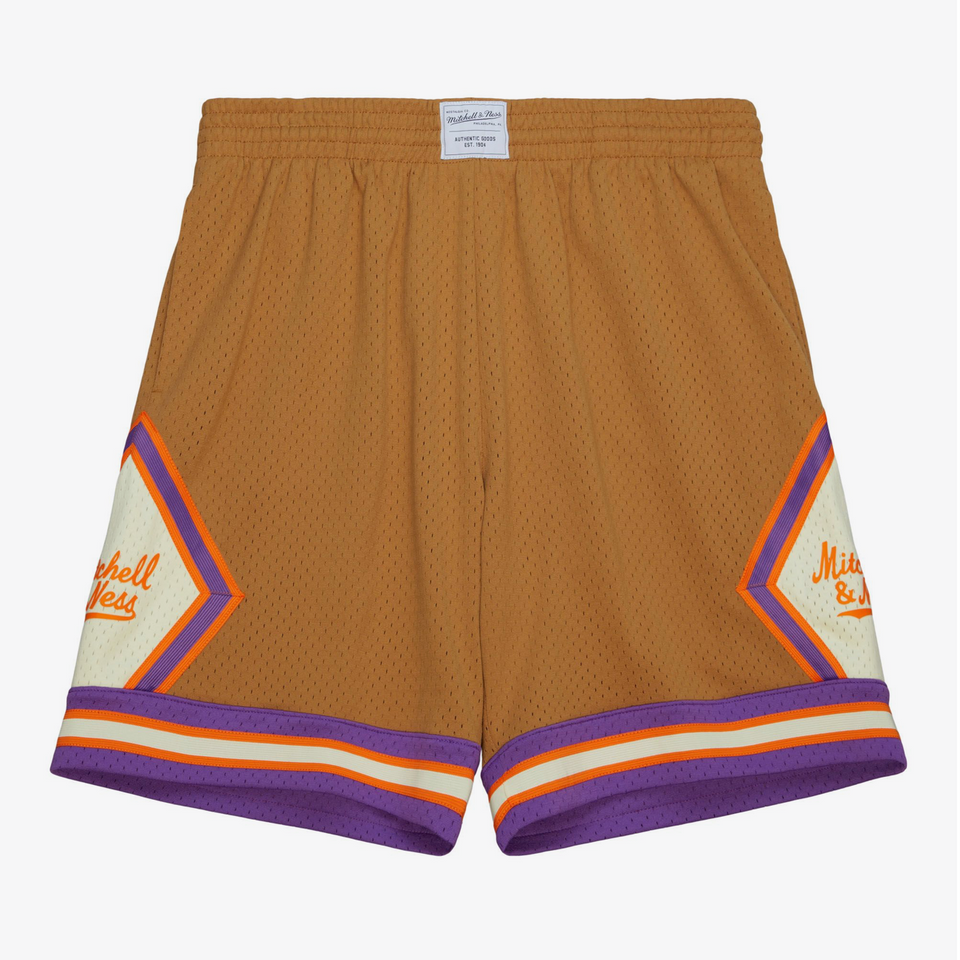 Mitchell & Ness Branded Diamond Script Shorts ( Brown ) - Shop