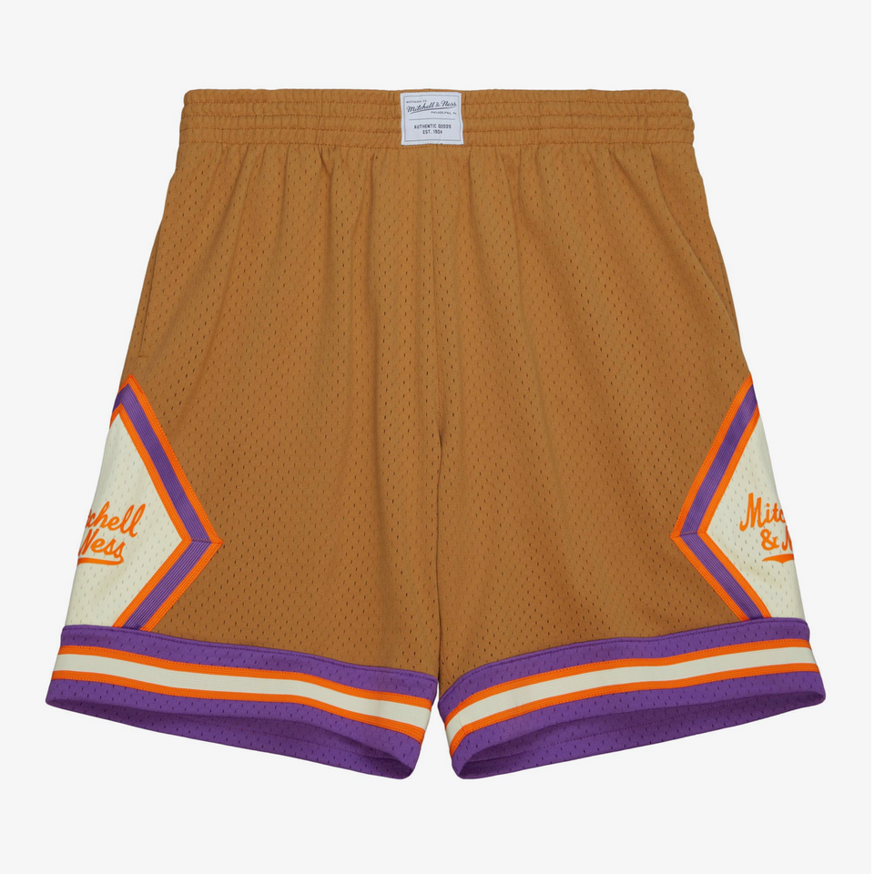 Mitchell & Ness Branded Diamond Script Shorts ( Brown ) - Products