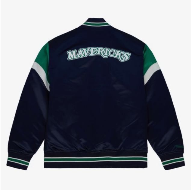 Mitchell & Ness Dallas Mavericks NBA Heavyweight Satin Jacket ( Navy / Green ) - Mitchell & Ness Dallas Mavericks NBA Heavyweight Satin Jacket ( Navy / Green ) - 