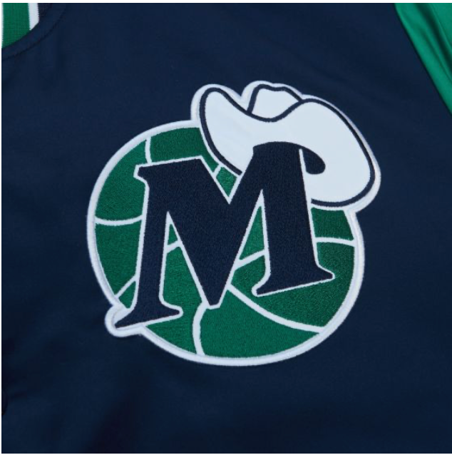 Mitchell & Ness Dallas Mavericks NBA Heavyweight Satin Jacket ( Navy / Green ) - Mitchell & Ness Dallas Mavericks NBA Heavyweight Satin Jacket ( Navy / Green ) - 