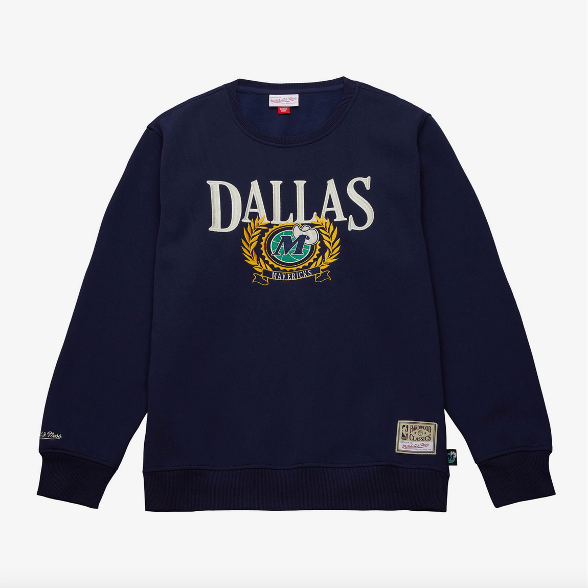 Mitchell & Ness Dallas Mavericks NBA Collegiate Crew Fleece Sweatshirt ( Navy / Gold ) - Mitchell & Ness Dallas Mavericks NBA Collegiate Crew Fleece Sweatshirt ( Navy / Gold ) - 