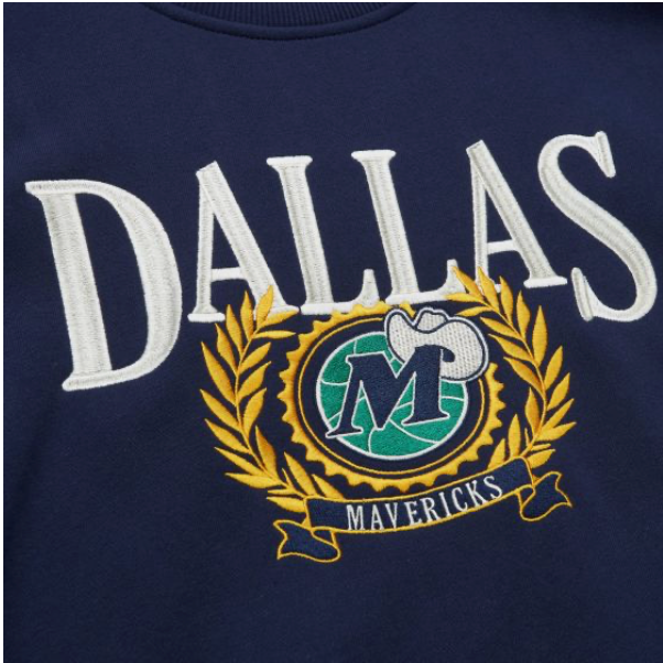 Mitchell & Ness Dallas Mavericks NBA Collegiate Crew Fleece Sweatshirt ( Navy / Gold ) - Mitchell & Ness Dallas Mavericks NBA Collegiate Crew Fleece Sweatshirt ( Navy / Gold ) - 