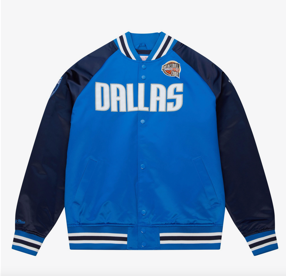 Mitchell & Ness NBA Hall of Fame Dallas Mavericks Dirk Nowitzki Satin Jacket ( Blue ) - Mitchell & Ness NBA Hall of Fame Dallas Mavericks Dirk Nowitzki Satin Jacket ( Blue ) - 