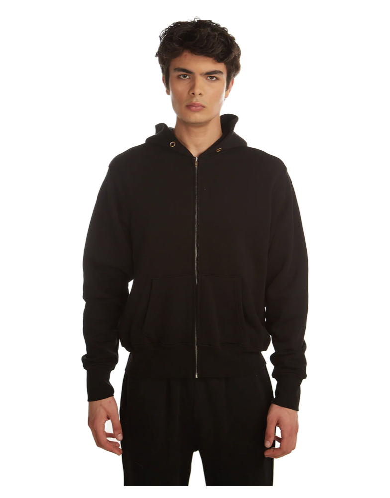 Les Tien Cropped Zip Hoodie (Jet Black) - Les Tien Cropped Zip Hoodie (Jet Black) - 