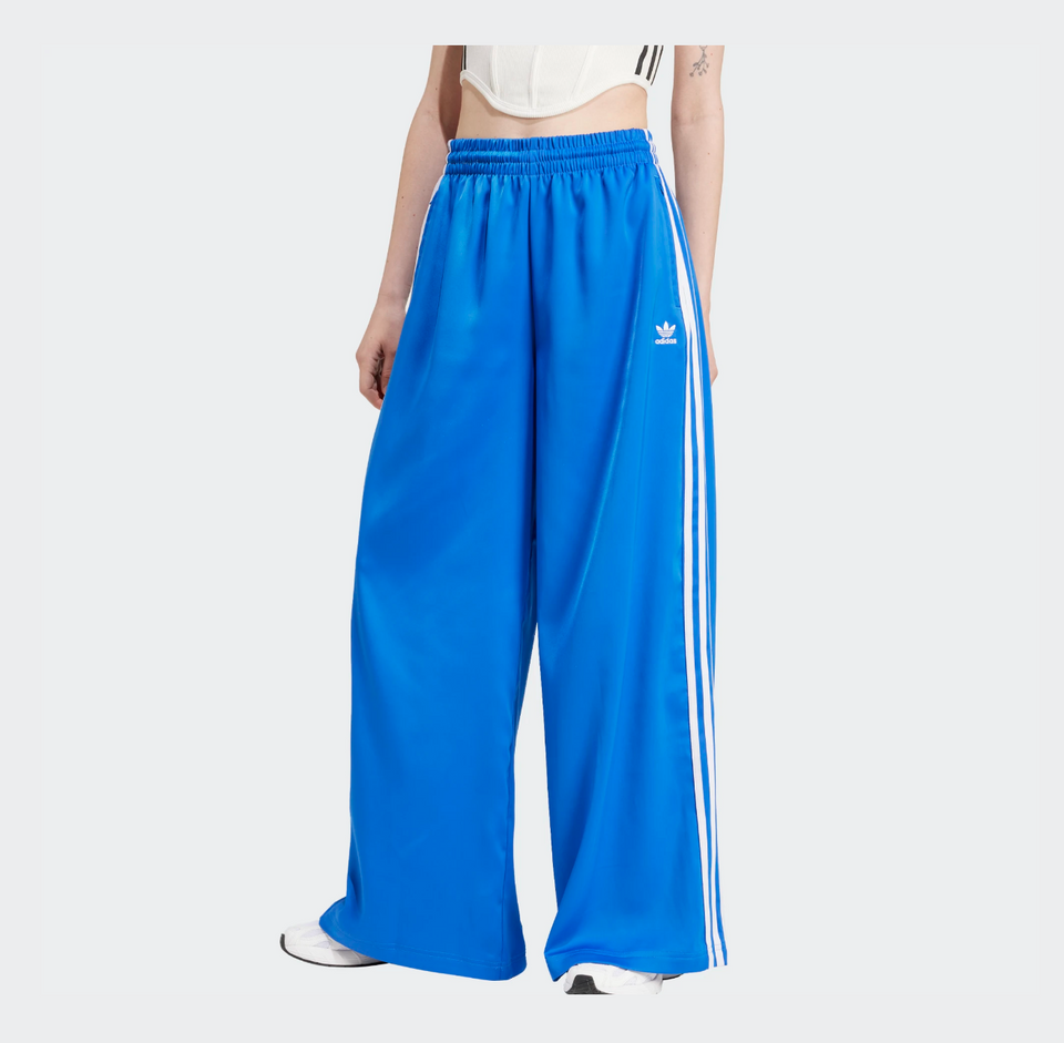Women's Adidas Adicolor Satin Wide Leg Track Pants (Blue) - Women
