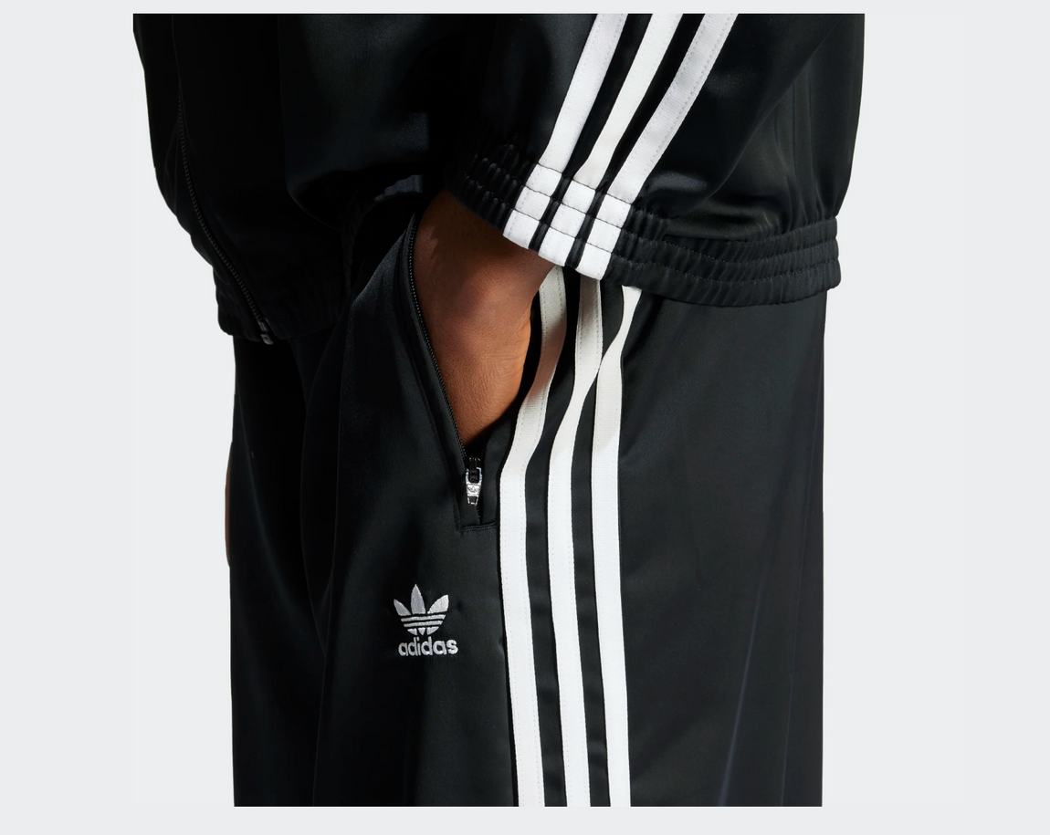 Women's Adidas Adicolor Satin Wide Leg Track Pants (Black/White) - Women's Adidas Adicolor Satin Wide Leg Track Pants (Black/White) - 