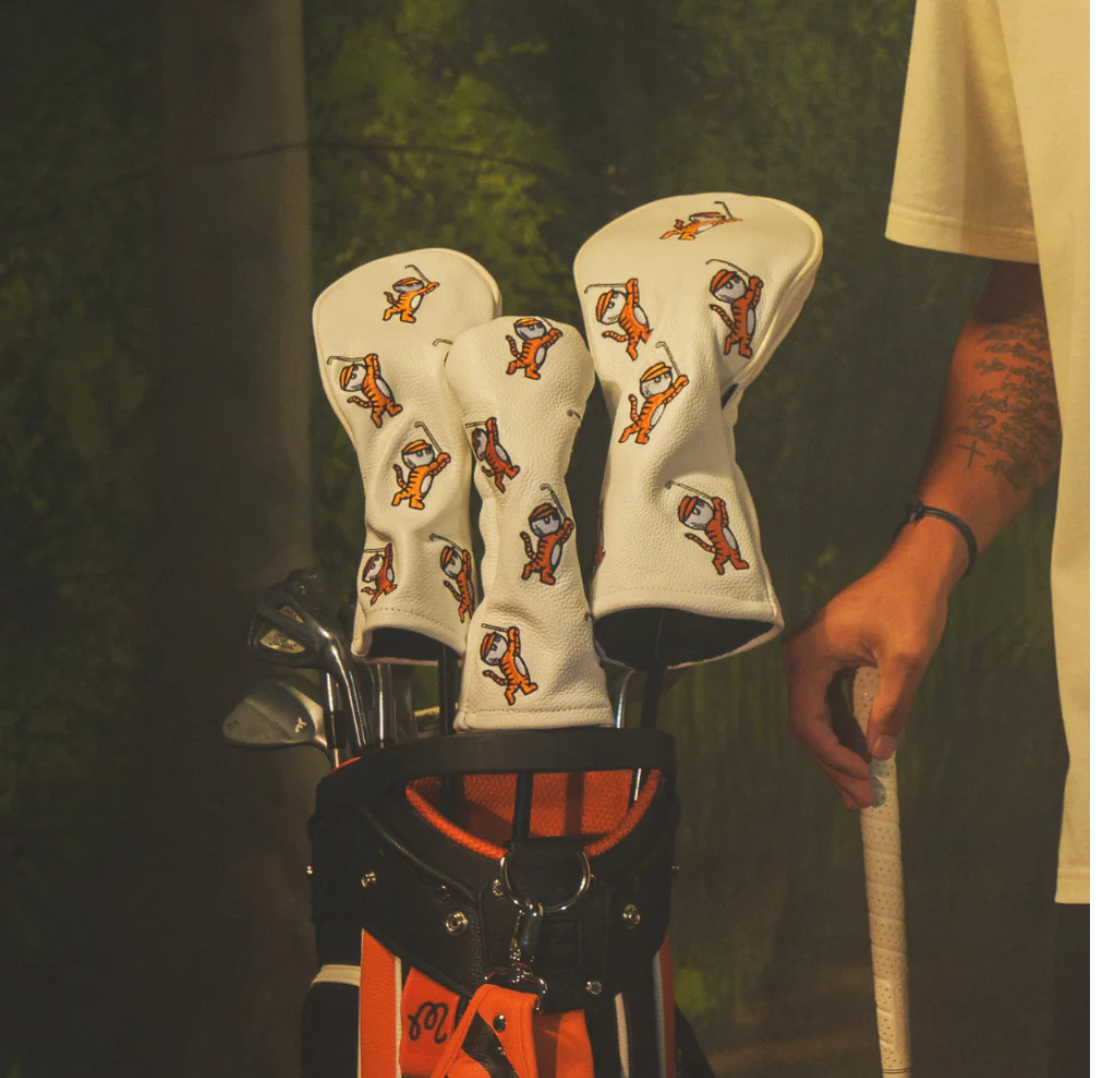 Malbon Golf Tiger Buckets Wood Cover (White) - Malbon Golf Tiger Buckets Wood Cover (White) - 