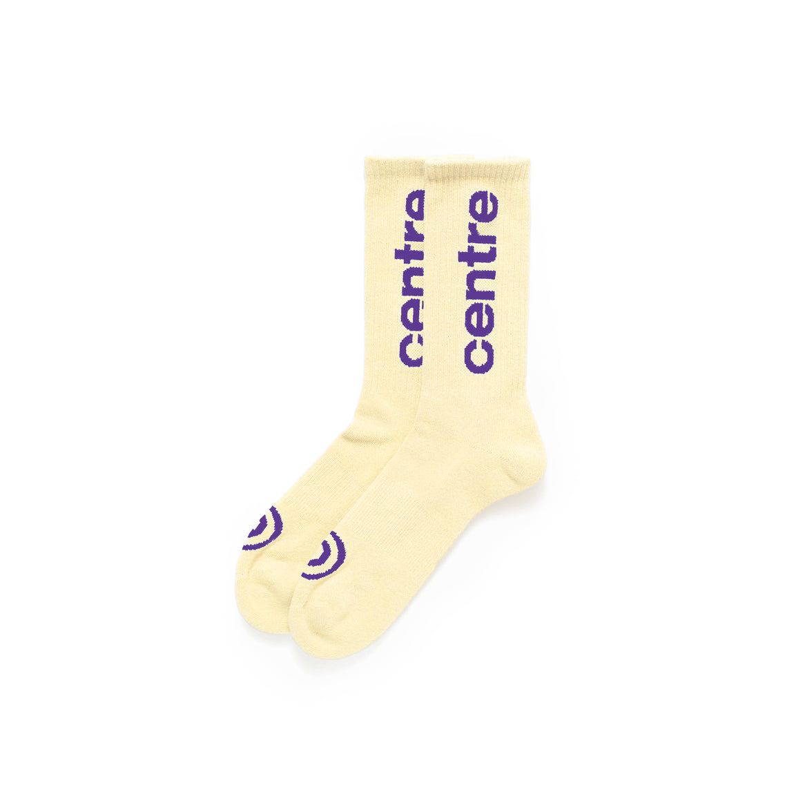 Centre Premium Casual Crew Socks (Cream/Purple) - Centre Premium Casual Crew Socks (Cream/Purple) - 