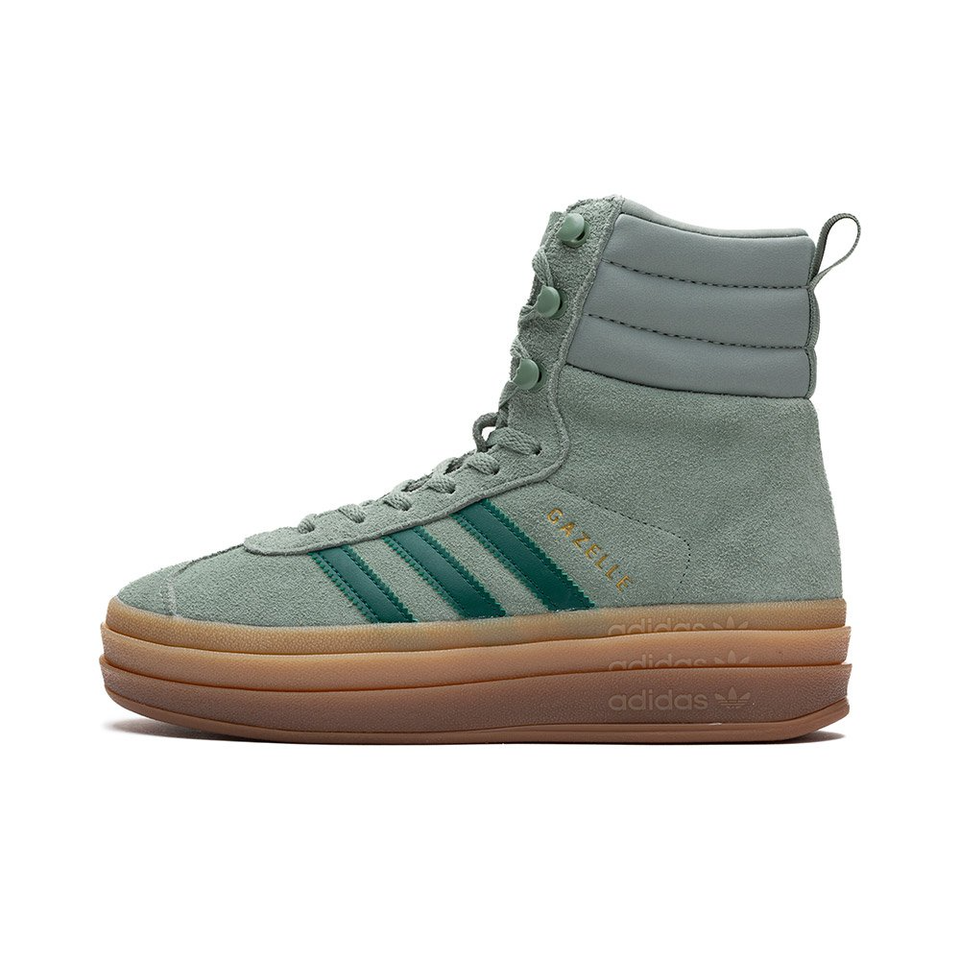 Women's Adidas Gazelle Boot ( Silver Green / Collegiate Green / Gold Metallic ) - Adidas