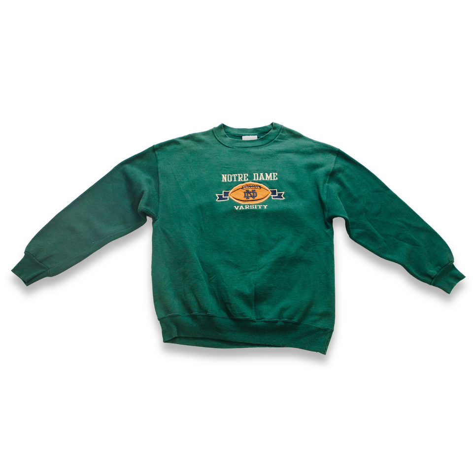Centre Upcycled ND Varsity Crewneck Sweater (Forest Green) - Centre Upcycle Program