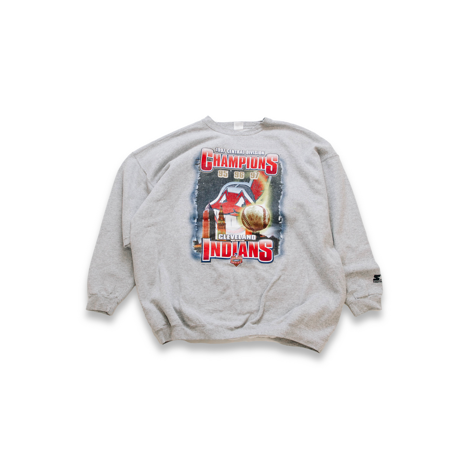 Centre Upcycled '97 Indians Champion Crewneck Sweater (Grey) - Centre Upcycle Program