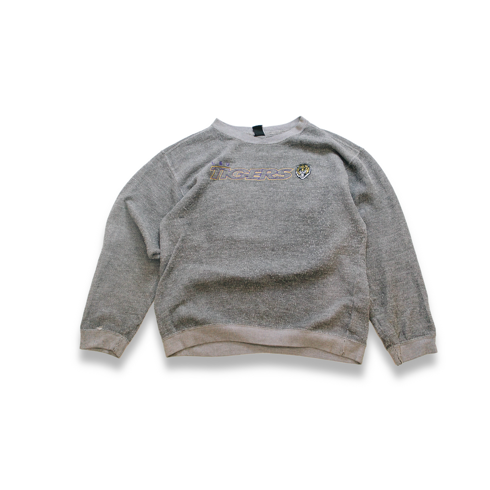Centre Upcycled Tigers Crewneck Sweater (Grey/White) - Centre Upcycle Program