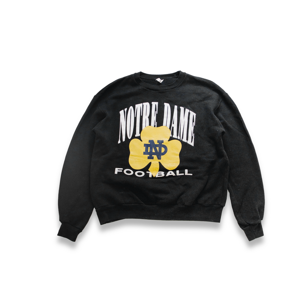 Centre Upcycled ND Football Crewneck Sweater (Black) - Centre Upcycle Program