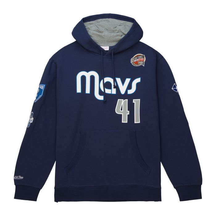 Mitchell & Ness NBA Hall of Fame Dallas Mavericks Dirk Nowitzki Hoodie ( Navy ) - Men's Sweatshirts & Hoodies