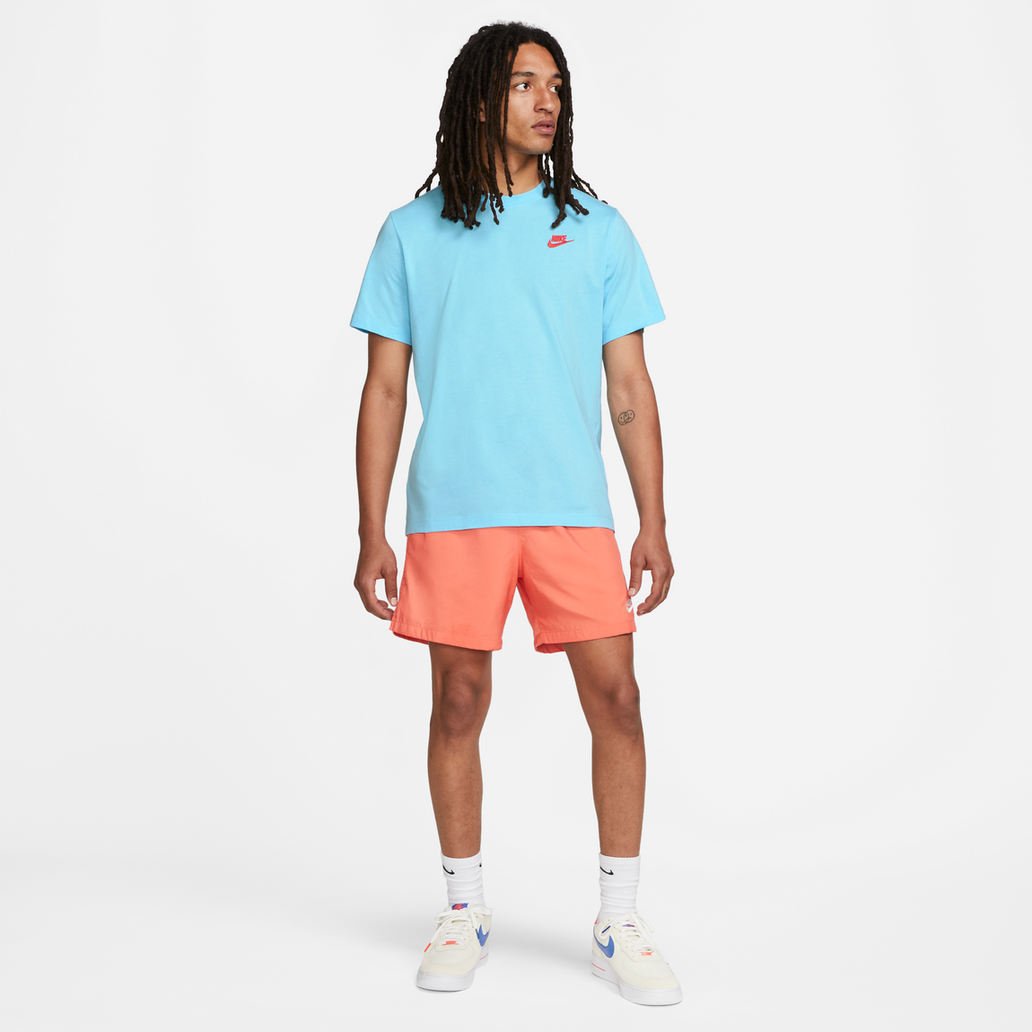 Nike Sportswear Club T-Shirt (Blue Chill/Light Crimson) - Nike Sportswear Club T-Shirt (Blue Chill/Light Crimson) - 