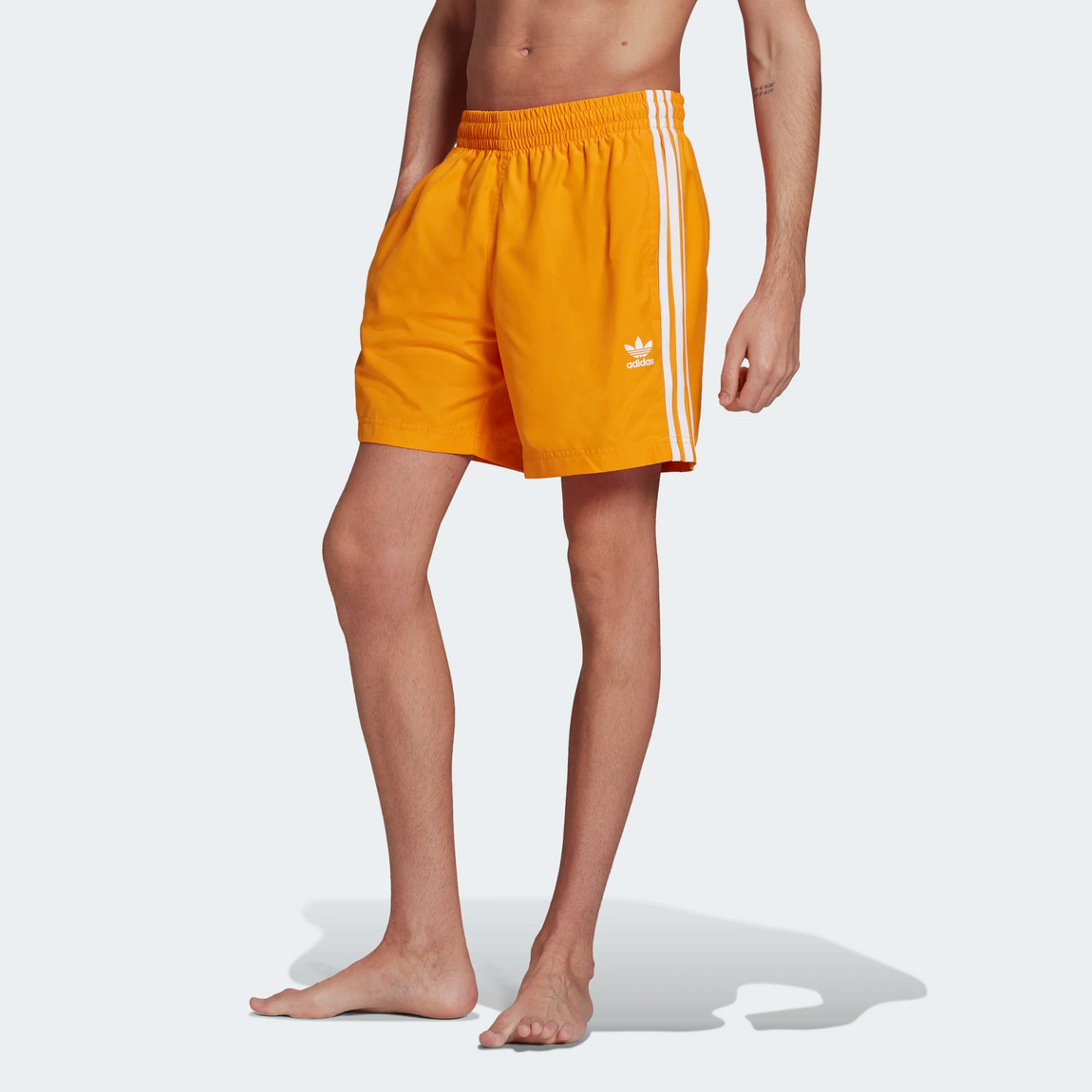 Adidas Classics 3-Stripes Swim Shorts (Bright Orange/White) - Adidas Classics 3-Stripes Swim Shorts (Bright Orange/White) - 